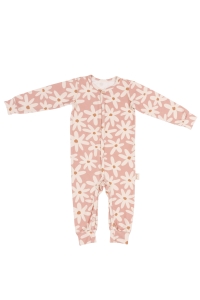LONG SLEEVE RAMPERS ORGANIC BLUSH DAISIES