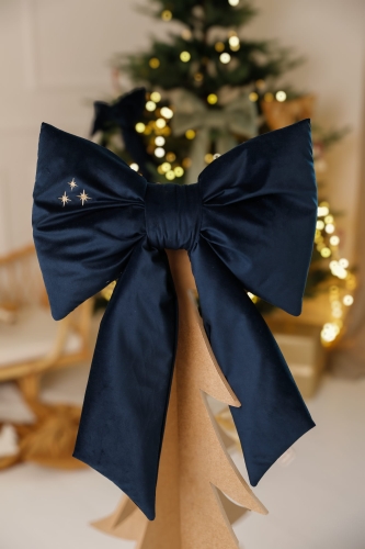 granatowa kokarda świąteczna