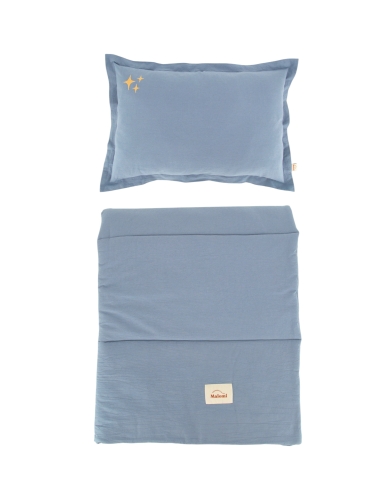 washed cotton denim pościel stars.jpg