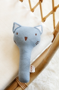 Grzechotka Cat organic fleece Blue